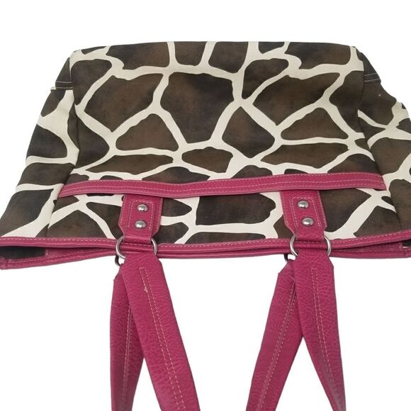 Safari Print Tote Bag Accented in Beautiful Bright Pink. - Picture 1 of 16